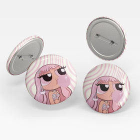 Pink Bubble Girl Pin Badge