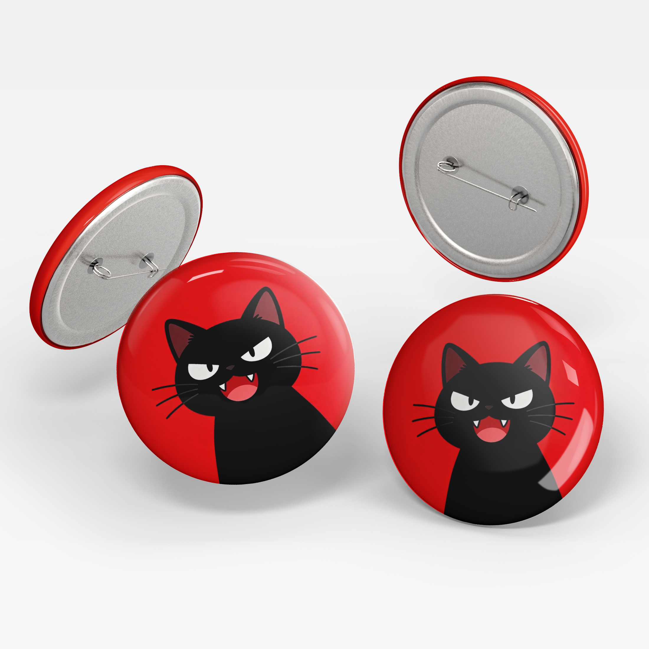 Black Cat Rage Pin Badge