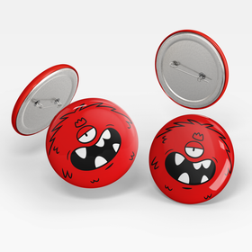 Red Monster Pin Badge