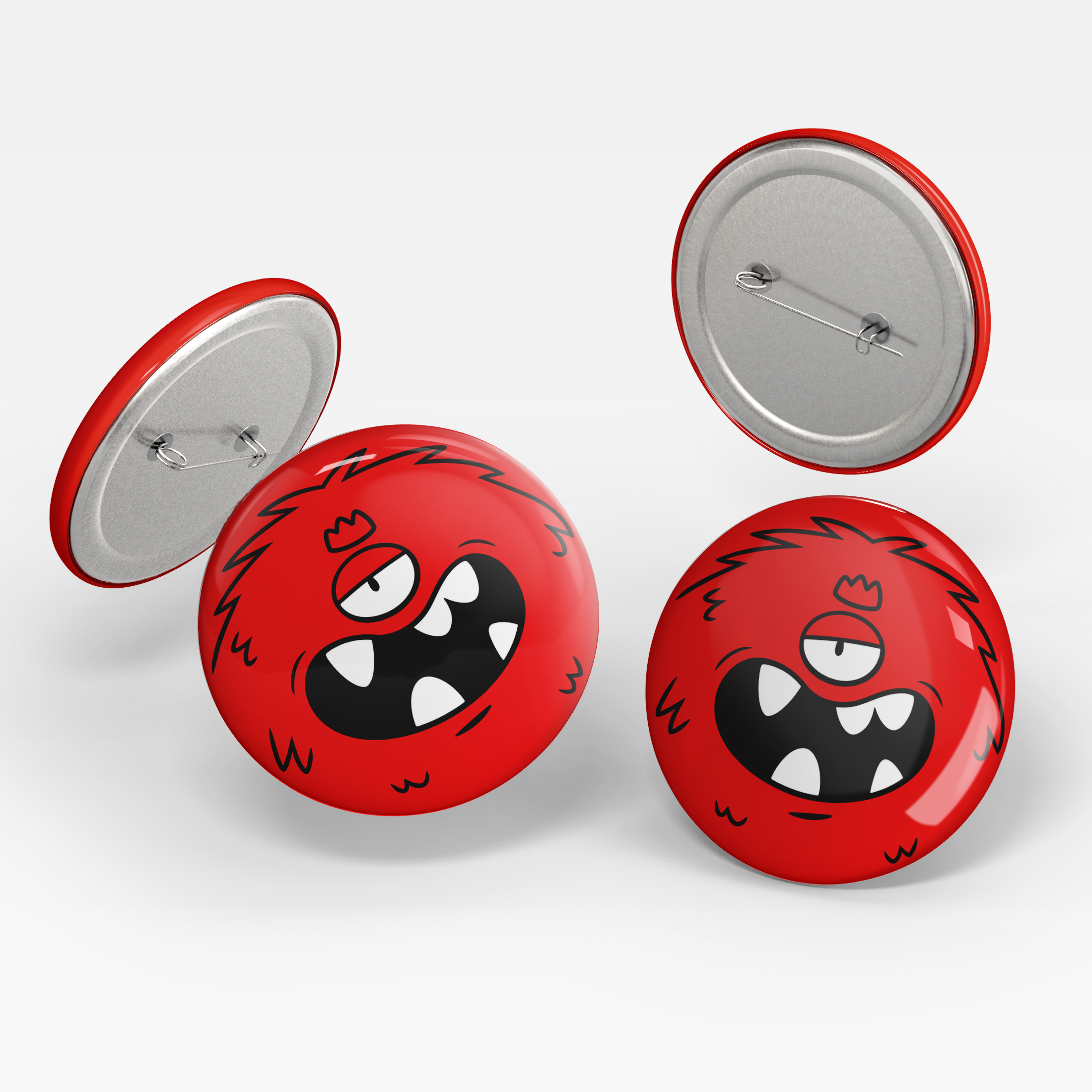 Red Monster Pin Badge
